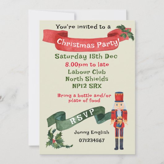 Weihnachts Party Nutcracker Kleiner Schlagzeugknab Einladung (Vorderseite)