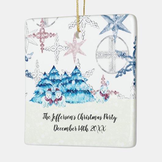 Weihnachts-Party-Ornament mit Snowmen Keramikornament (Links)