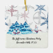 Weihnachts-Party-Ornament mit Snowmen Keramikornament (Vorderseite)
