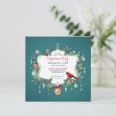 Weihnachts-Party Ornamente Kardinal Aquamarin Dama Einladung (Stehend Vorderseite)