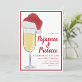 Weihnachts-Party Pajamas und Prosecco Einladung (Stehend Vorderseite)