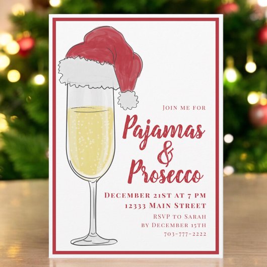 Weihnachts-Party Pajamas und Prosecco Einladung