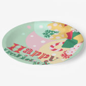Weihnachts-Party Pappteller (Schrägansicht)