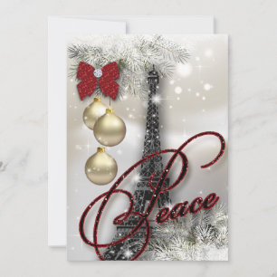 Weihnachts-Party Paris Card Eiffel Tower Stars Pea Einladung