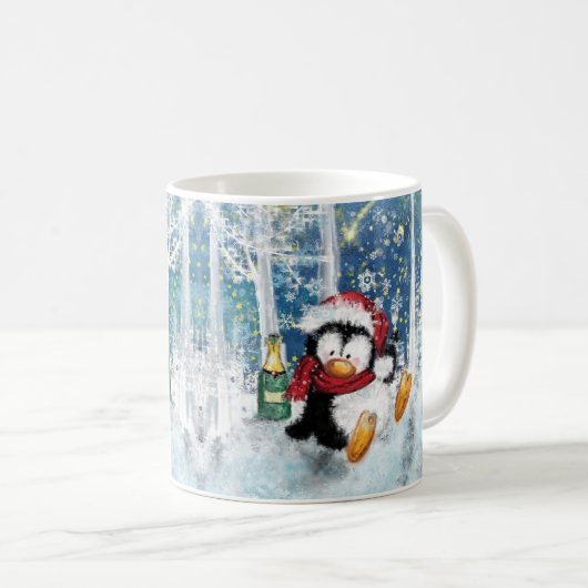 Weihnachts-Party Pinguin-Tasse Kaffeetasse (VorderseiteRechts)