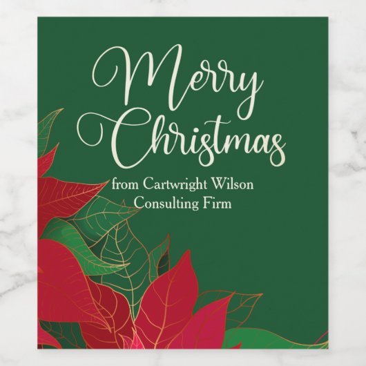 Weihnachts-Party Poinsettia Elegant individuell an Weinetikett (Einzelnes Label)