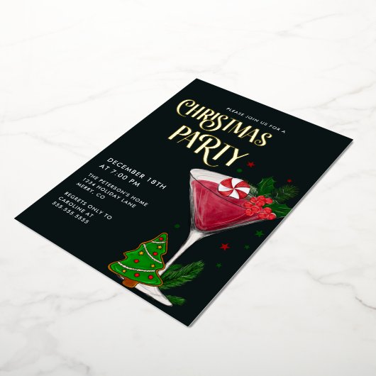 Weihnachts-Party Real Gold Folieneinladung (Gedreht)