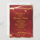 Weihnachts-Party Red Gold Einladung (Vorderseite)