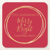 Weihnachts-Party Red Gold Rechteckiger Pappuntersetzer (Vorderseite)