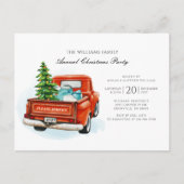 Weihnachts-Party Red Truck Einladungspostkarte (Vorderseite)