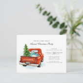 Weihnachts-Party Red Truck Einladungspostkarte (Stehend Vorderseite)