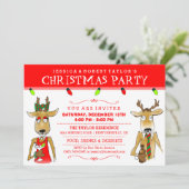 Weihnachts-Party Rentier mit Getränken Einladung (Stehend Vorderseite)