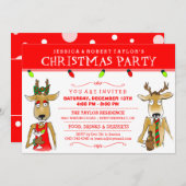 Weihnachts-Party Rentier mit Getränken Einladung (Vorne/Hinten)