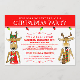 Weihnachts-Party Rentier mit Getränken Einladung
