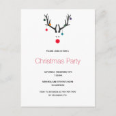 Weihnachts-Party Rentiere einfache Einladung Postkarte (Vorderseite)