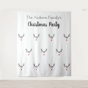 Weihnachts-Party Rentiere Weiß minimalistisch lust Wandteppich
