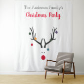 Weihnachts-Party Rentiere Weiß minimalistisch lust Wandteppich (Beispiel)