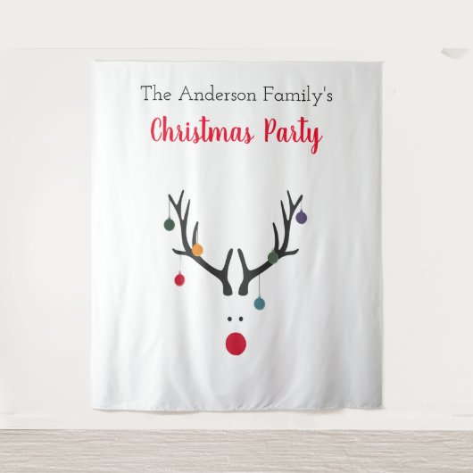 Weihnachts-Party Rentiere Weiß minimalistisch lust Wandteppich (Vorderseite)
