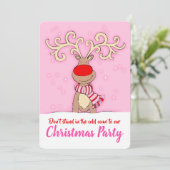 Weihnachts-Party Rentierpink kommen in Einladungen (Stehend Vorderseite)