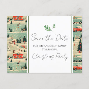 Weihnachts-Party Retro Save the Date Postkarte