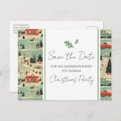 Weihnachts-Party Retro Save the Date Postkarte (Vorne/Hinten)
