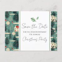 Weihnachts-Party Retro Village Save the Date