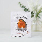 Weihnachts-Party Robin-Vogel-Schnee-Einladung (Stehend Vorderseite)