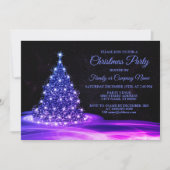 Weihnachts Party Rosa Blau Shiny Tree Winter Schwa Einladung (Vorderseite)
