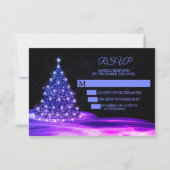 Weihnachts Party Rosa Blau Shiny Tree Winter Schwa RSVP Karte (Vorderseite)