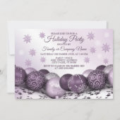 Weihnachts-Party Rosa Lila Ornamente Schneeflocken Einladung (Rückseite)