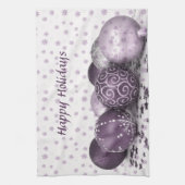 Weihnachts-Party Rosa Lila Ornamente Schneeflocken Geschirrtuch (Vertikal)