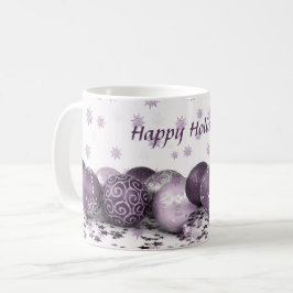 Weihnachts-Party Rosa Lila Ornamente Schneeflocken Kaffeetasse
