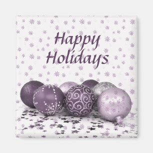 Weihnachts-Party Rosa Lila Ornamente Schneeflocken Magnet