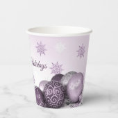 Weihnachts-Party Rosa Lila Ornamente Schneeflocken Pappbecher (Rückseite)
