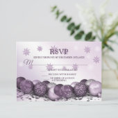 Weihnachts-Party Rosa Lila Ornamente Schneeflocken RSVP Karte (Stehend Vorderseite)