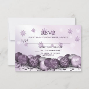 Weihnachts-Party Rosa Lila Ornamente Schneeflocken RSVP Karte