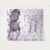 Weihnachts-Party Rosa Lila Ornamente Schneeflocken Wandteppich (Vorderseite (Horizontal))