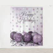 Weihnachts-Party Rosa Lila Ornamente Schneeflocken Wandteppich (Vorderseite)