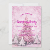 Weihnachts-Party rosa Schneeflocken Einladung (Vorderseite)