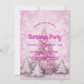 Weihnachts-Party rosa Schneeflocken Luxus Einladung (Vorderseite)