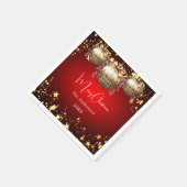 Weihnachts-Party Rot-Gold-Baubles-Dinner Serviette (Ecke)