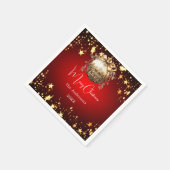 Weihnachts-Party-Rot-Gold-Bauernessen Serviette (Ecke)