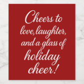 Weihnachts-Party Rot-Liebe Lachen jubeln Weinetikett (Einzelnes Label)