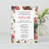 Weihnachts-Party Rot und Gold Einladung (Stehend Vorderseite)