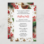 Weihnachts-Party Rot und Gold Einladung (Vorne/Hinten)