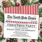 Weihnachts-Party Rot und Weiße Zeitung Einladung