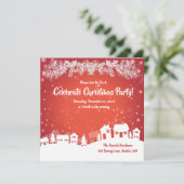Weihnachts-Party, rot, weiß, Ankündigung (Stehend Vorderseite)
