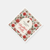 Weihnachts-Party Rote Blumenzeitung Serviette (Ecke)