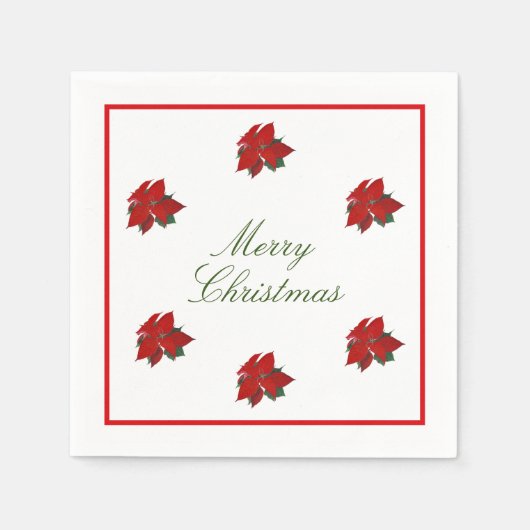 Weihnachts-Party Rote Blüte Serviette (Vorderseite)