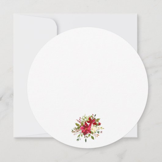 Weihnachts-Party Rote Flora Poinsettia Runde Einladung (Rückseite)